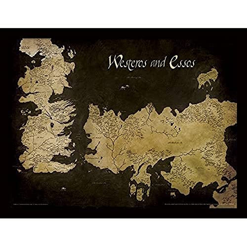 Game of Thrones FP11393P-PL Westeros and Essos Antique Map 30x40 cm Framed Print