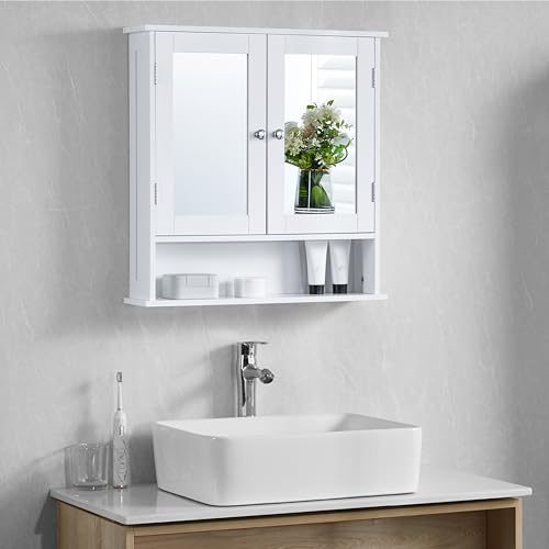 Bath Vida Priano 2 Door Mirrored Wall Cabinet with Shelves, White
