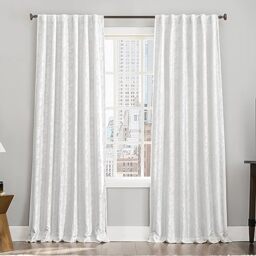 "Sun Zero Brookhaven 2-Pack Embroidered Floral Pleated Look 100% Blackout Back Tab Curtain Panel Pair, 50"" x 84"", Cream"