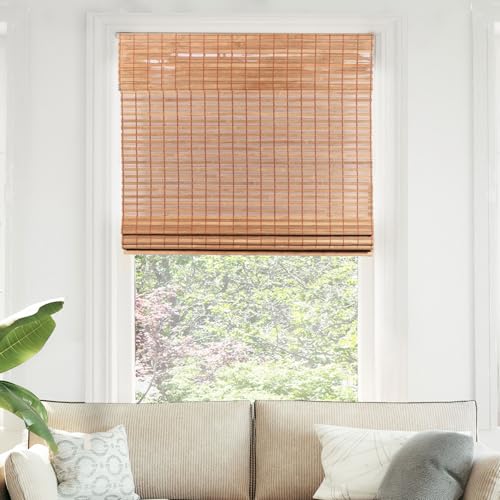 "CHICOLOGY Bamboo Roman Shades - Customer Favorite Light Filtering Blinds for Windows, Premium Quality, Ideal for Home, Squirrel Brown, 29""W X 64""H"