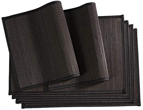 Timber Place Mats Set of 6 30 x 45 cm Dark Brown
