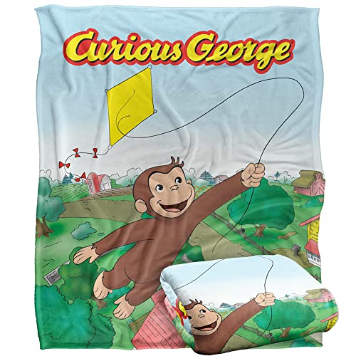"Curious George Blanket, 152 x 127 cm, Kite Flying George Silky Touch Super Soft Throw Blanket, 50"" x 60"""