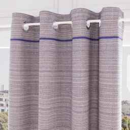Soleil d'ocre, Curtain with Eyelets Recycled Cotton 135 x 250 cm Stone Blue