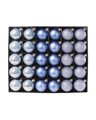 WeRChristmas Set of 50 Ice Blue Shatterproof Christmas Baubles