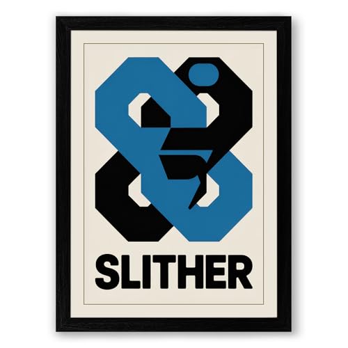 Slither Logo Geometric Framed Wall Art Print A3 (42×29.7cm) Black, Wall Decor for Living Room, Bedroom, Office & Home, Ready to Hang, Art Gift