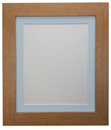 FRAMES BY POST London Picture Photo Frame, Wood, Oak with Blue Mount, 14 x 11 Image Size 12 x 8 Inch
