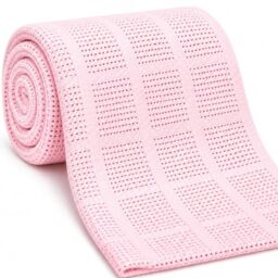 Family Bedding Pink Cotton Cellular Blanket – King Size - Reversible Lightweight Thermal Throw - Soft Traditional Design (230 x 260 cm)