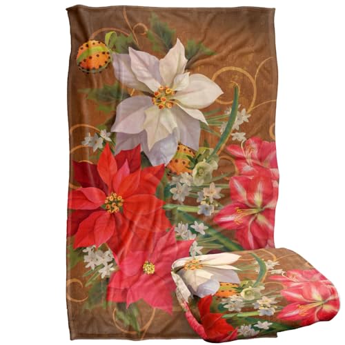 Jq Licensing - Lc-Jp Winter Floral Poinsettias Silky Touch Super Soft Throw Blanket 91 x 147 Cm