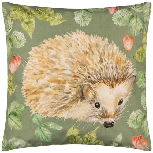 Evans Lichfield Grove Hedgehog Outdoor Cushion Cover,Olive,43 x 43cm