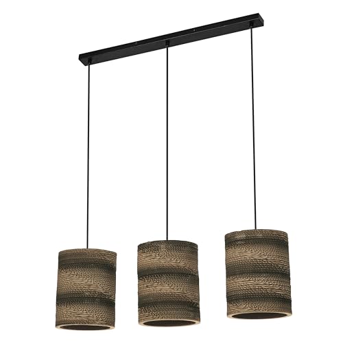 OSRAM Brown 3-Flame Decor Cardboard Cylinder Pendant luminaire, Corrugated Board, E27, 830 mm Length, Recycled Material lampshade, Sustainable Due to Replaceable Light Source, Simple Installation