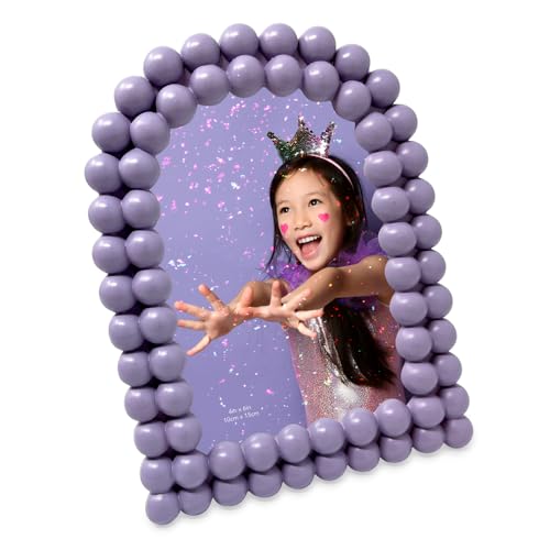 Isaac Jacobs 4x6 Matte Lavender Double Bauble Arch Photo Frame with Black Fabric Easel, Tabletop, Wall-Mountable, Shelf and Desk, Decorative Art Design, Home D??cor (4x6, Matte Lavender)