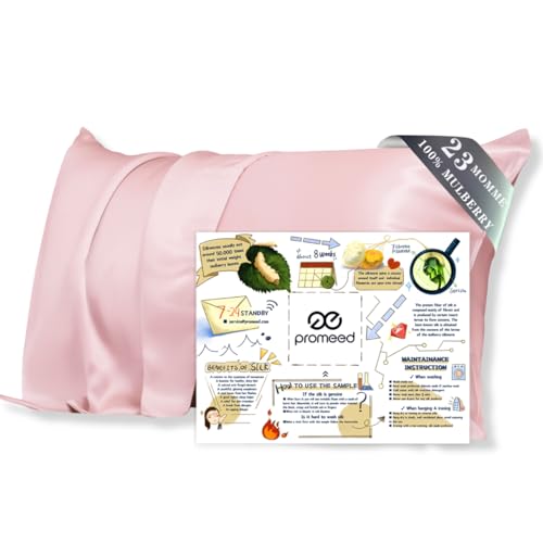 PROMEED 23 Momme 100% Mulberry Silk Pillowcase for Hair and Skin, King - Both Sides Real Silk, Grade 6A+ Cool, Silky Texture Offers Refreshing Relief for Hot Flashes and Night Humidity