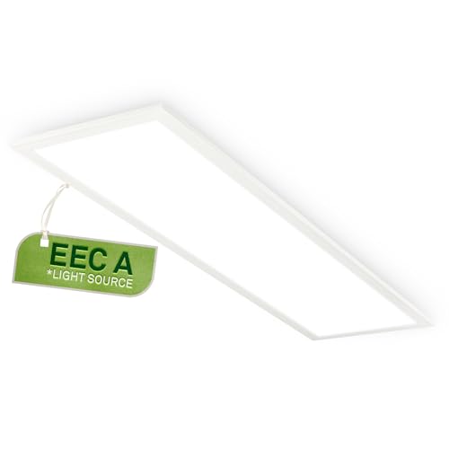 BRILONER - LED Panel with EEC A Light Source, 13.8 W at 2900lm, Neutral White Light Colour, Slim Design, Kitchen Lights Ceiling, LED Panel, Living Room, Office Lights, 100x25x6 cm, White