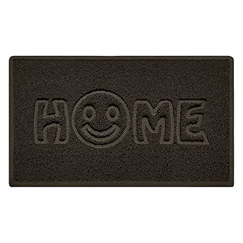 Nicoman SMILEY FACE Embossed Shape Door Mat Dirt-Trapper Washable Barrier Doormat-(Use Indoor or Sheltered Outdoor)-(75x44cm/29.5x17.3inches,Medium) Brown