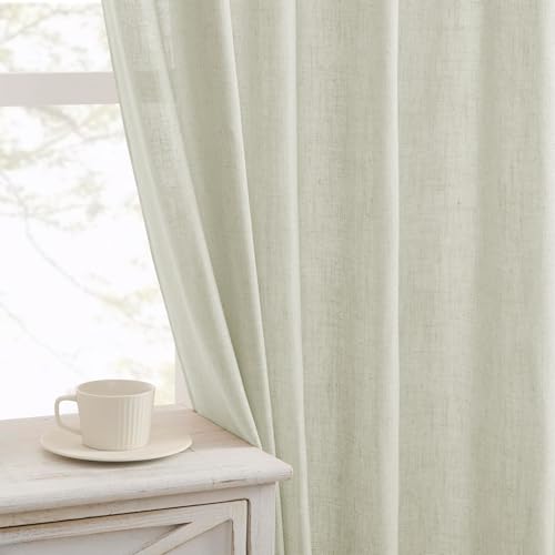 Joydeco Linen Curtains 72 Inches Long 2 Panel Sets,Light Filtreing Curtains for Bedroom 52 Inche Wide, Living Room Drapes with Rod Pockets Back Tab(W52 x L72 Inch, Oatmeal)
