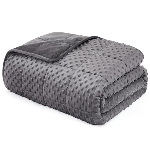 "L'AGRATY Weighted Blanket - 36""x48"" 3lbs Minky Dots Heavy Blanket with Glass Beads Soft Breathable for All-Season Summer Fall Winter Thick Comfort for Sleeping"
