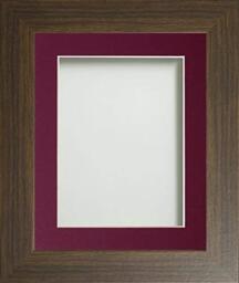Frame Company Watson Brown Picture Photo Frame fitted with Perspex, 20x16 inch with Plum Mount for image size 16x12 inch