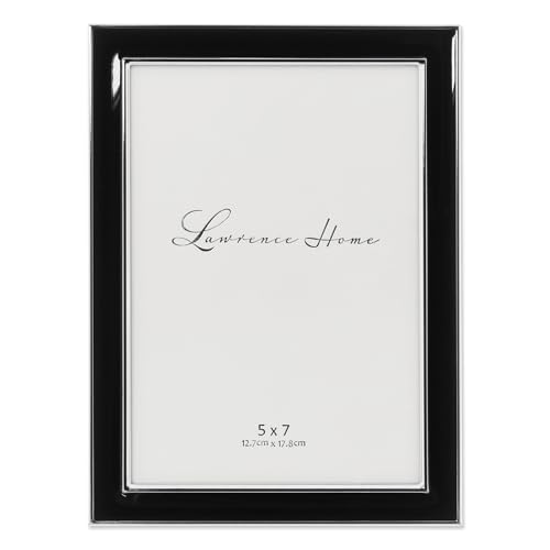 Lawrence 586057 Silver Plated 5x7 Metal with Black Enamel Picture Frame