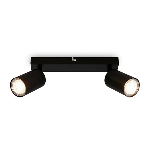 BRILONER - LED Ceiling Spotbar, 2 x GU10 max 9W, Adjustable Ceiling Spot Lights, Living Room, Kitchen Lights, Lamps for Bedroom, 25.5 cm, Metal, Black