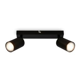BRILONER - LED Ceiling Spotbar, 2 x GU10 max 9W, Adjustable Ceiling Spot Lights, Living Room, Kitchen Lights, Lamps for Bedroom, 25.5 cm, Metal, Black