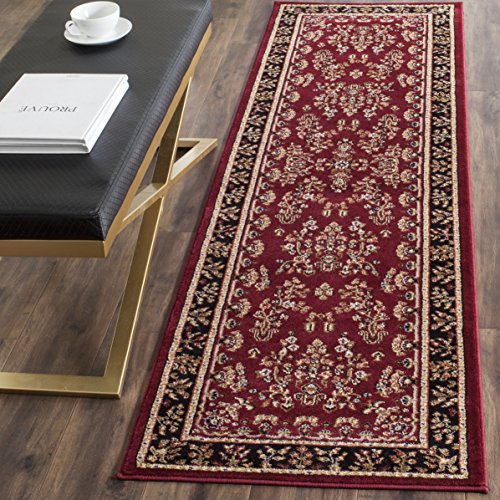 Safavieh Traditional Rug for Living Room, Dining Room, Bedroom - Lyndhurst Collection, Short Pile, in Red and Black, 80 x 180 cm