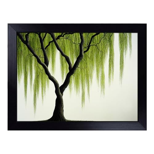 Lap Tray with Bean Bag Cushion, Irresistible Weeping Willow Tree - Handmade in the UK, Raised Wooden Edge, Padded Cushion, Heat-Resistant Wipe-Clean Surface, for Meals, Laptops and Crafts