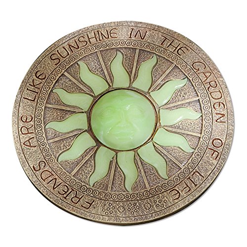 Bits and Pieces - Sun Garden Stone - Glowing Sun in the Dark Garden Décor - 25cm Diameter, Polyresin, Yellow