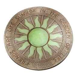 Bits and Pieces - Sun Garden Stone - Glowing Sun in the Dark Garden Décor - 25cm Diameter, Polyresin, Yellow