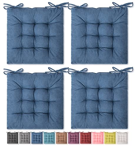 "SQUARE MOON 4 Pack Seat Cushion, Chair Cushion, Comfort Chair Pads, Chair Mat for Indoor, Outdoor Dining Chair, Office Chair, Desk Chair (16"" × 16"" × 4 Pack, Navy)"
