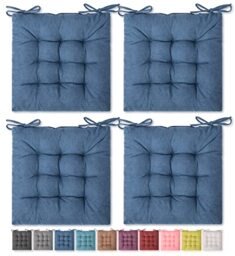 "SQUARE MOON 4 Pack Seat Cushion, Chair Cushion, Comfort Chair Pads, Chair Mat for Indoor, Outdoor Dining Chair, Office Chair, Desk Chair (16"" × 16"" × 4 Pack, Navy)"