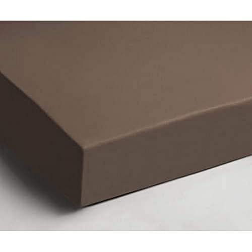 Papillon Satin Fitted Sheet Taupe, Cotton, 180 x 200 cm