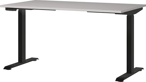 Germania Desk 7905-630, in cashmere/black, el. height-adjustable, 140 x 120 x 80 cm (WxHxD)