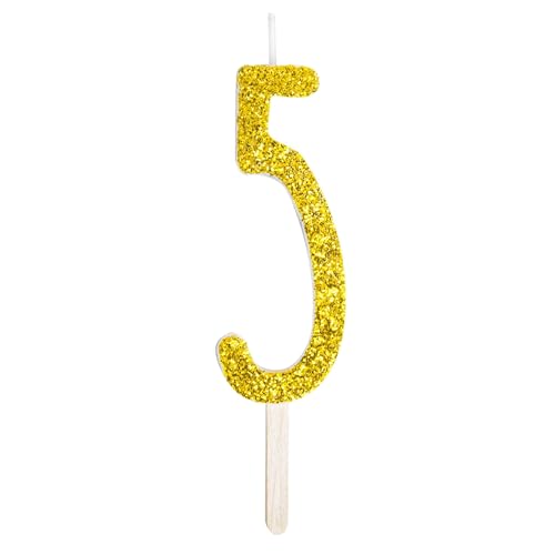 PME Gold Glitter Number Candle 5