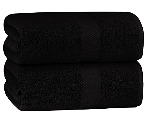 COTTON CRAFT - 2 Pack Luxuriously Oversized Hotel Bath Sheet - Black - 100% Ringspun Cotton - 40x80 - Heavy Weight 700 Grams - 2 Ply Construction - Highly Absorbent - Easy Care Machine Wash