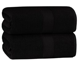 COTTON CRAFT - 2 Pack Luxuriously Oversized Hotel Bath Sheet - Black - 100% Ringspun Cotton - 40x80 - Heavy Weight 700 Grams - 2 Ply Construction - Highly Absorbent - Easy Care Machine Wash