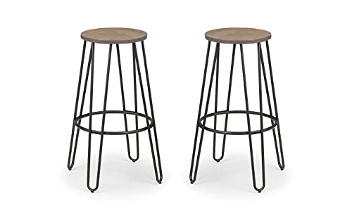 Julian Bowen Dalston Set of 2 Bar Stools, Mocha Elm/Black