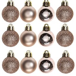 30mm/24Pcs Christmas Baubles Shatterproof Rose Gold, Christmas Tree Decorations Ball Ornaments Balls Xmas Hanging Decorations Holiday Decor - Shiny,Matte,Glitter