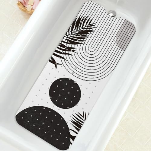 Bathtub Mat Non Slip, Bohemia Extra Long Bath tub Mat Shower Floor Mat with Suction Cups and Drain Holes for Adults Kids Elderly 40 X 16 Inch