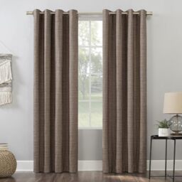 "Sun Zero Brooks Burlap Weave Thermal Extreme 100% Blackout Grommet Curtain Panel, 52"" x 84"", Deep Red/Linen"