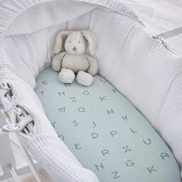 Silentnight Safe Nights Alphabet Fitted Sheet - Duck Egg - Moses Basket