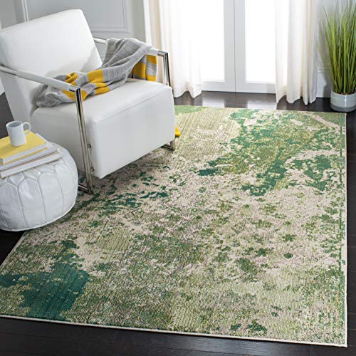 Safavieh Contemporary Rug for Living Room, Dining Room, Bedroom - Madison Collection, Short Pile, in Green and Ivory, 160 X 229 cm