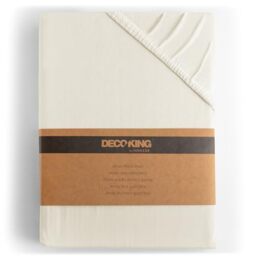 DecoKing Fitted Sheet Super King 100% Combed Cotton Soft Jersey Bed Sheet 160x200-180x200 cm Ecru Amber