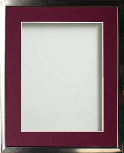 Frame Company Drayton Range Chrome Effect Photo Frame with Plum Mount, 14x11 for image size A4