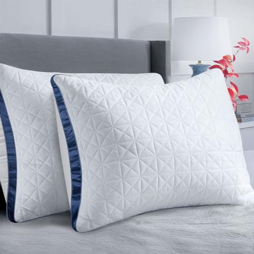 Slybear Pillows Queen Size Set of 2, Queen Pillows 2 Pack, Cooling Hotel Luxury Pillow for Bed Sleeping, Supportive Breathable Down Alternative Gusseted Pillow for Side Stomach or Back Sleepers/