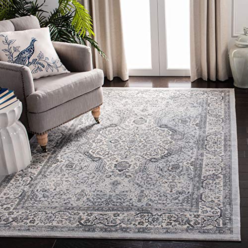 SAFAVIEH Traditional Rug for Living Room, Dining Room, Bedroom - Isabella Collection, Short Pile, in Dark Grey and Cream, 160 X 229 cm