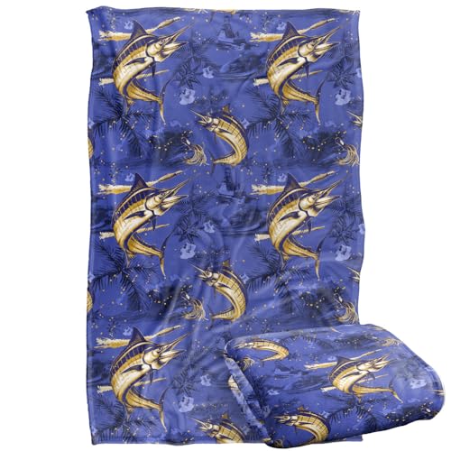 Jq Licensing - Jl-Jp-Jq Marlin Tiki Fishing Pattern 2 Silky Touch Super Soft Throw Blanket 91 x 147 Cm