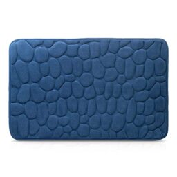 Amago - 100 Percent Polyester Microfibre Bath Mat, Stone Design, 50 x 80 cm - Blue
