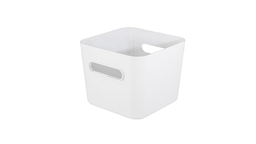 SmartStore Square L Storage Container 4.7 L - White - Kitchen, Bathroom, Office, Pantry, Fridge Organizer - Bin with Handles - Food Safe and BPA Free - 10 Year Guarantee - L20 x W20 x H16 cm