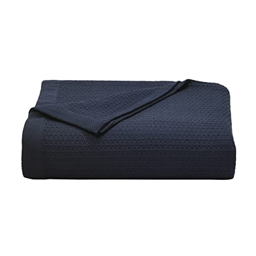 Nautica - Twin Blanket, Cotton Medium-Weight Bedding, Home Decor for All Seasons, Dorm Room Essentials (Baird Navy, Twin)