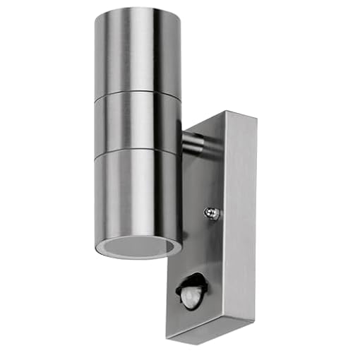 4lite Marinus Sleek Outdoor Up Down Wall Light (Stainless Steel) Rust Free IP44 Rated Motion Sensor Exterior Wall Lamp - 4L2/2316-4Yr Guarantee